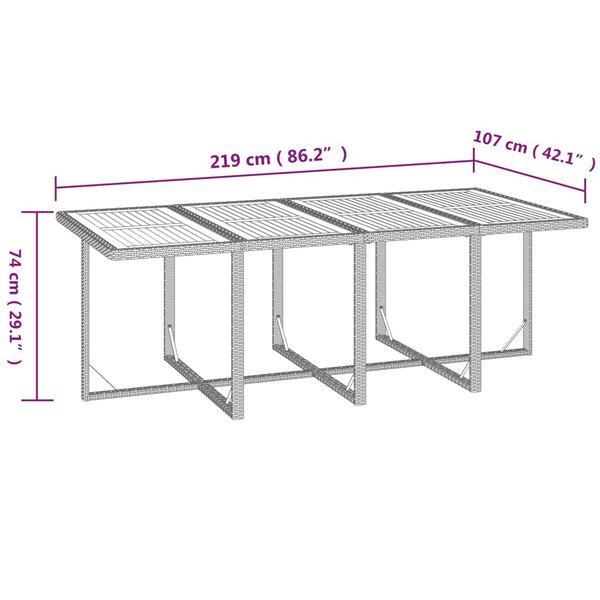 13-tlg. Garten-Essgruppe mit Kissen Poly Rattan Beige