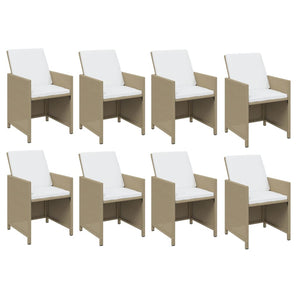 13-tlg. Garten-Essgruppe mit Kissen Poly Rattan Beige