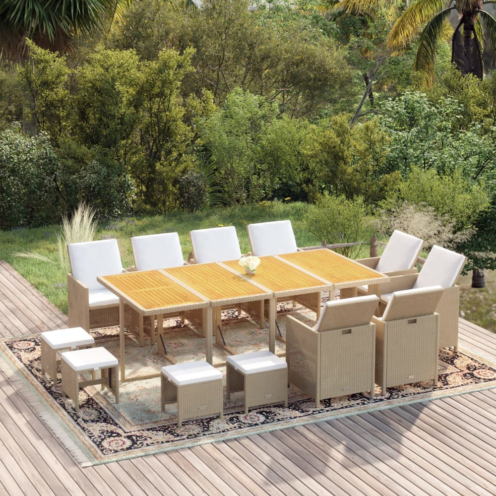 vidaXL Salon de jardin 13 pcs avec coussins résine tressée Beige