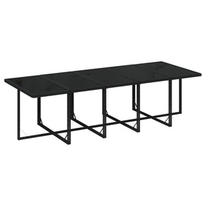 15-tlg. Garten-Essgruppe mit Kissen Poly Rattan Schwarz