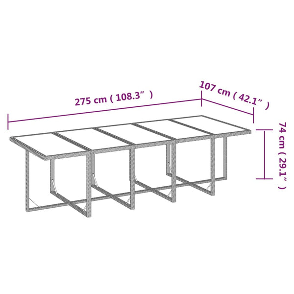 15-tlg. Garten-Essgruppe mit Kissen Poly Rattan Grau