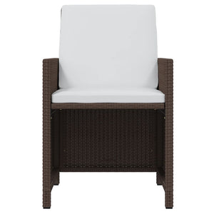 11-tlg. Garten-Essgruppe mit Kissen Poly Rattan Braun