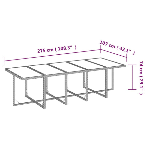 11-tlg. Garten-Essgruppe mit Kissen Poly Rattan Braun
