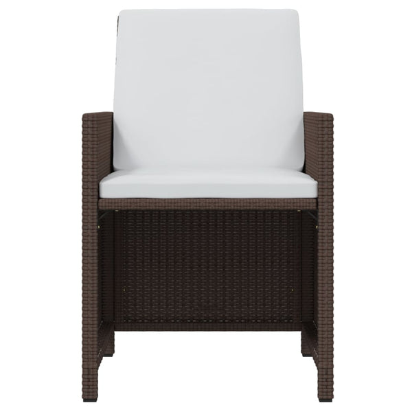 15-tlg. Garten-Essgruppe mit Kissen Poly Rattan Braun
