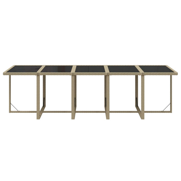 11-tlg. Garten-Essgruppe mit Kissen Poly Rattan Beige