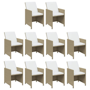 15-tlg. Garten-Essgruppe mit Kissen Poly Rattan Beige