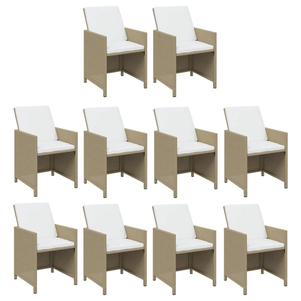 15-tlg. Garten-Essgruppe mit Kissen Poly Rattan Beige