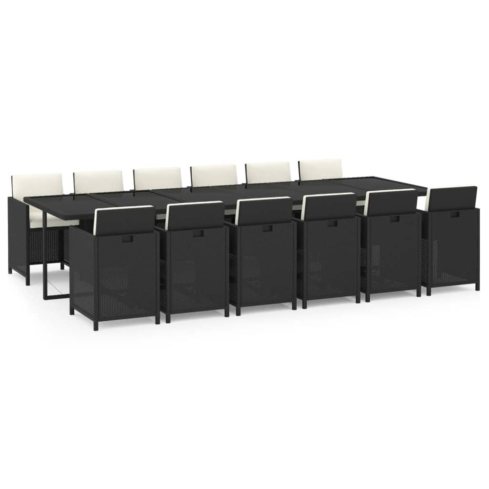 vidaXL Salon de jardin à dîner 13 pcs avec coussins résine tressée noir