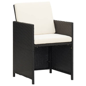 13-tlg. Garten-Essgruppe mit Kissen Poly Rattan Schwarz