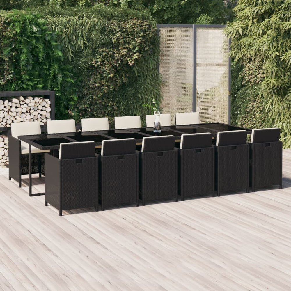 vidaXL Salon de jardin à dîner 13 pcs avec coussins résine tressée noir