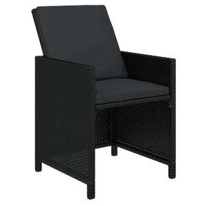 13-tlg. Garten-Essgruppe mit Kissen Poly Rattan Schwarz