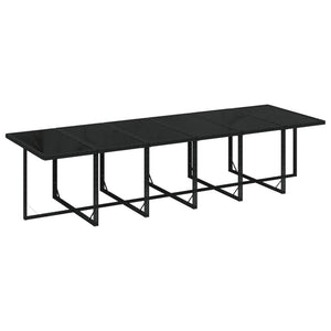 13-tlg. Garten-Essgruppe mit Kissen Poly Rattan Schwarz