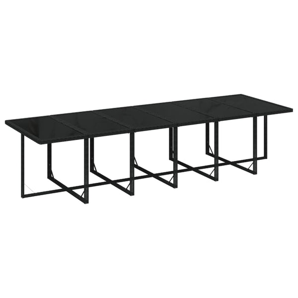 13-tlg. Garten-Essgruppe mit Kissen Poly Rattan Schwarz
