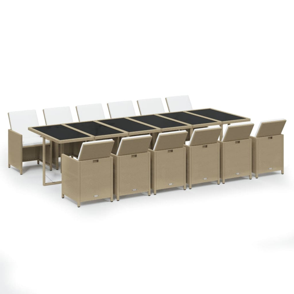 vidaXL Salon de jardin 13 pcs avec coussins résine tressée Beige