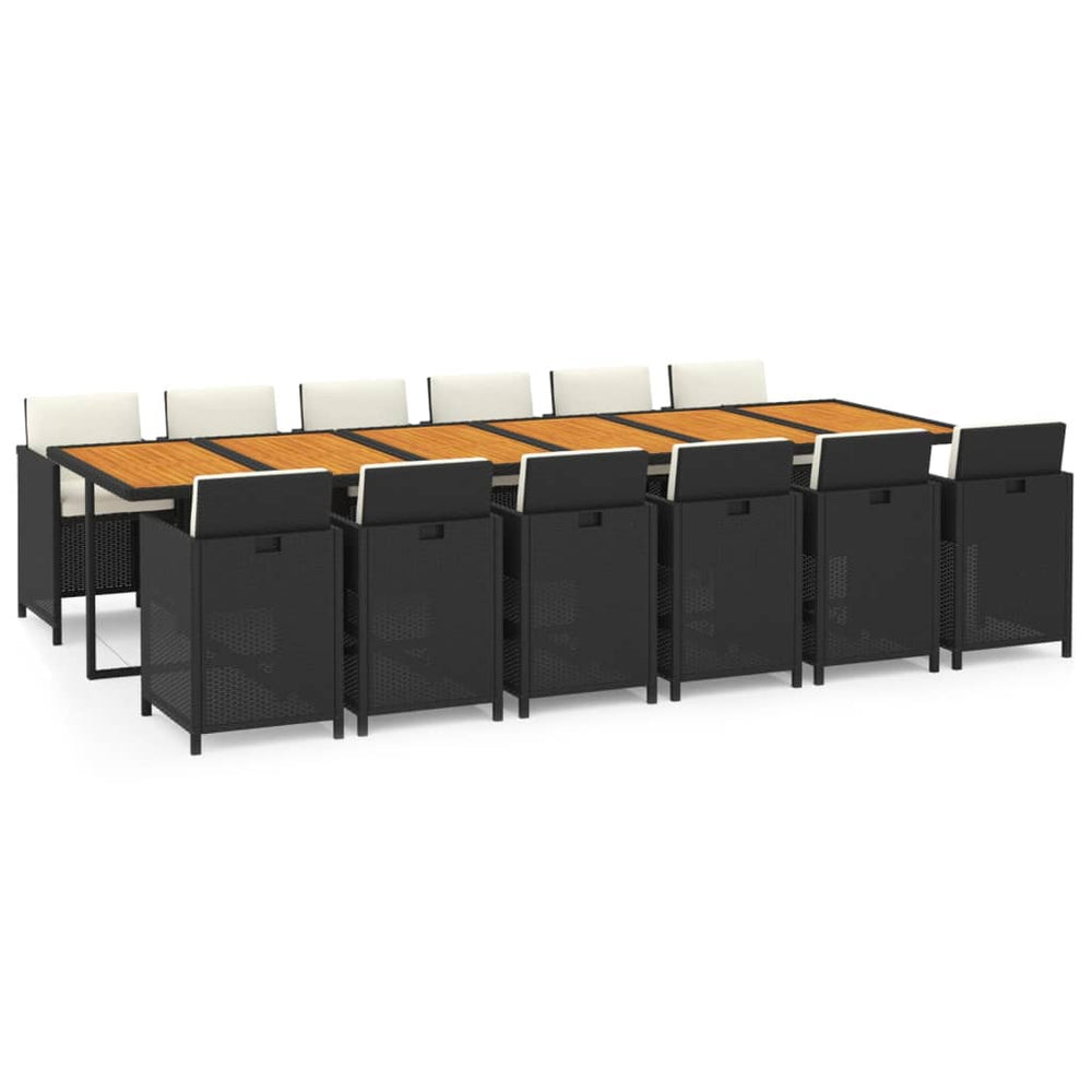 vidaXL Salon de jardin à dîner 13 pcs avec coussins résine tressée noir