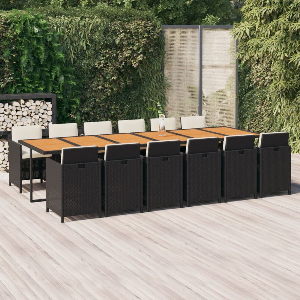 vidaXL Salon de jardin à dîner 13 pcs avec coussins résine tressée noir
