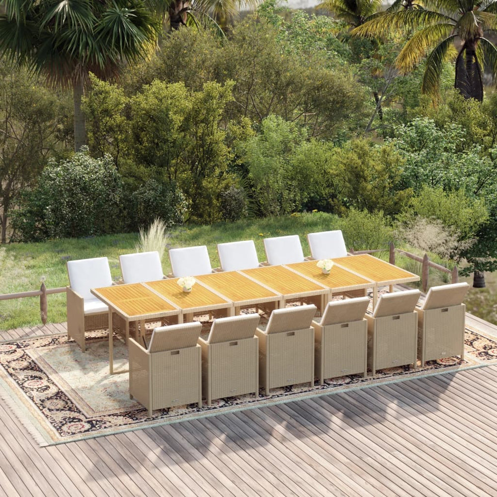 vidaXL Salon de jardin 13 pcs avec coussins résine tressée Beige