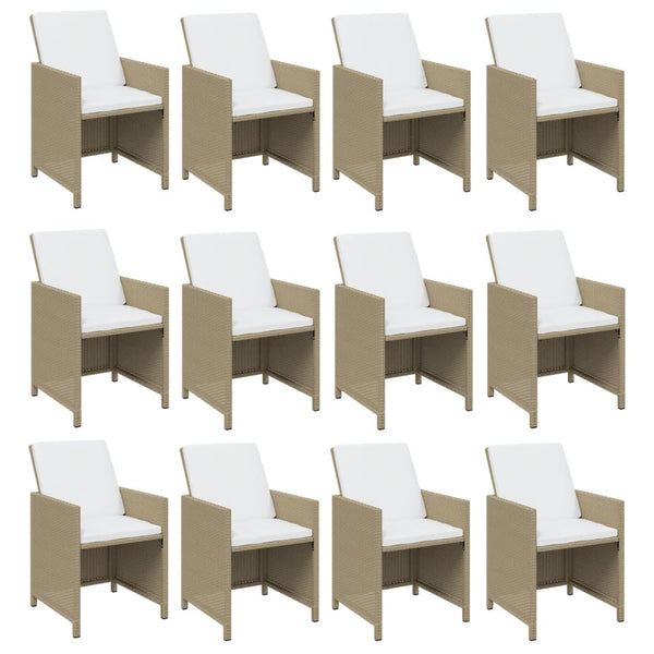 17-tlg. Garten-Essgruppe mit Kissen Poly Rattan Beige
