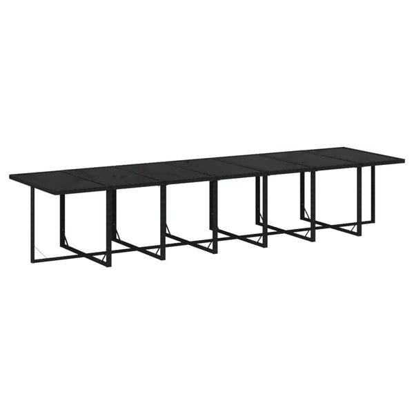15-tlg. Garten-Essgruppe mit Kissen Poly Rattan Schwarz