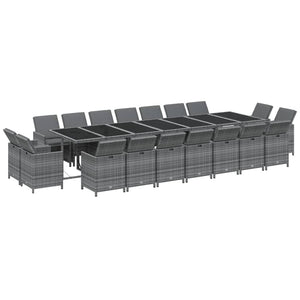 19-tlg. Garten-Essgruppe mit Kissen Poly Rattan Grau