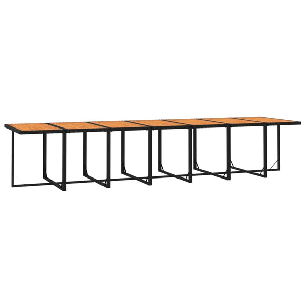 15-tlg. Garten-Essgruppe mit Kissen Schwarz Poly Rattan