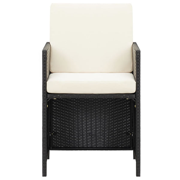 19-tlg. Garten-Essgruppe mit Kissen Schwarz Poly Rattan
