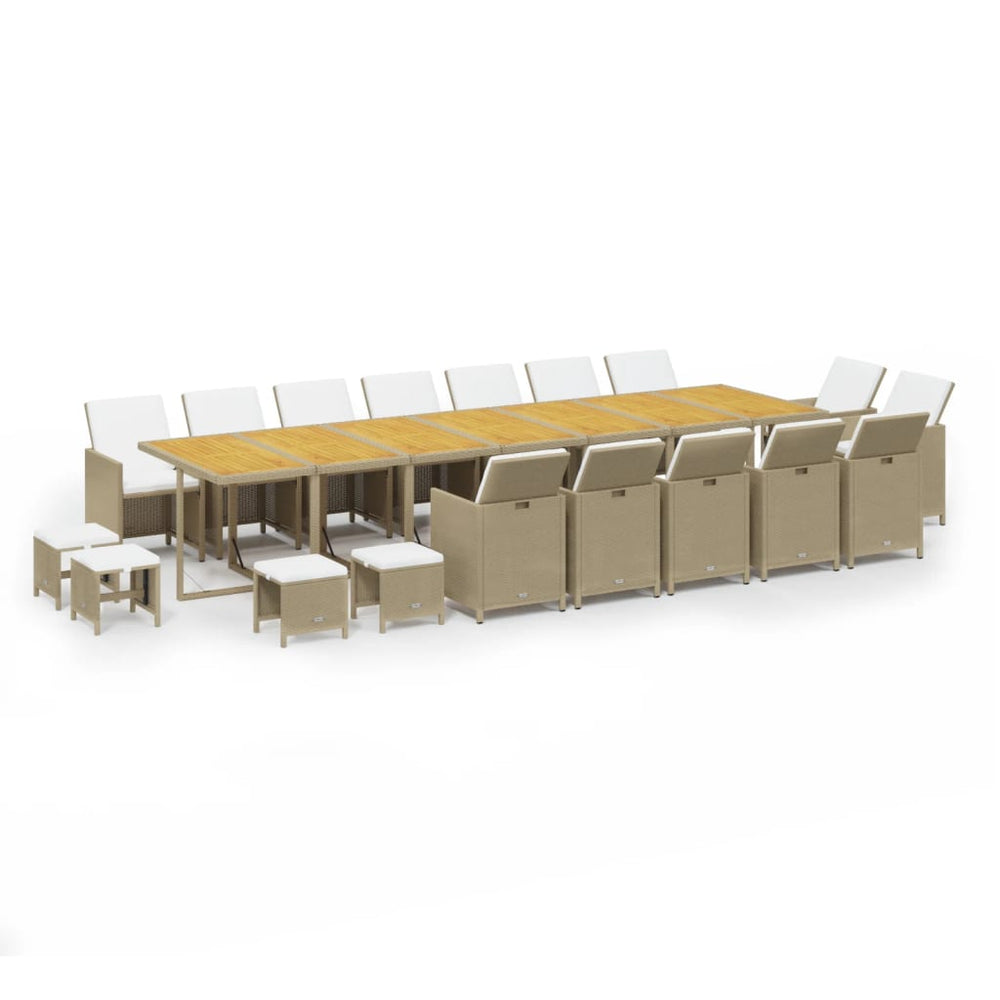 vidaXL 19-Piece Garden Dining Set with Cushions Poly Rattan Beige