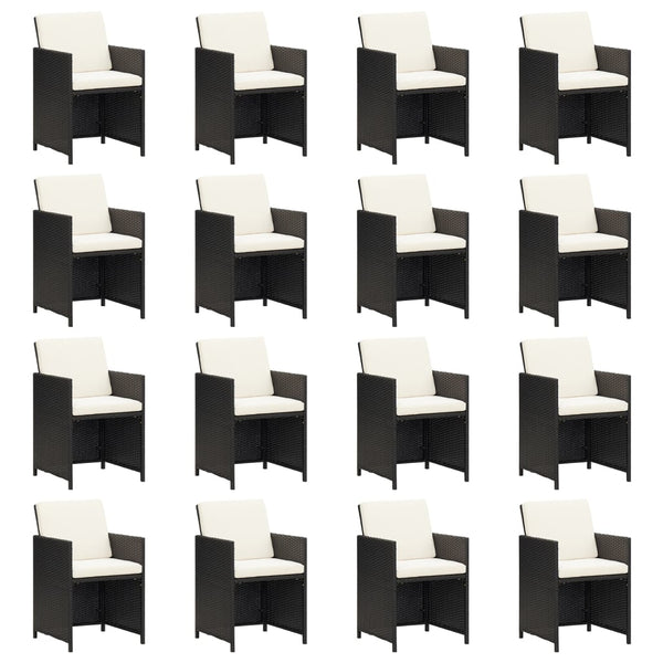 17-tlg. Garten-Essgruppe mit Kissen Schwarz Poly Rattan