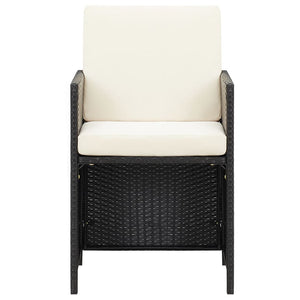 17-tlg. Garten-Essgruppe mit Kissen Schwarz Poly Rattan