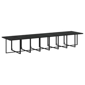 17-tlg. Garten-Essgruppe mit Kissen Schwarz Poly Rattan