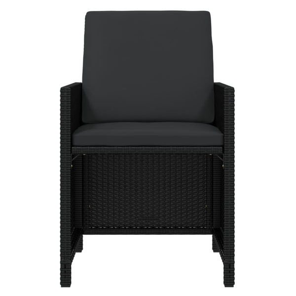 17-tlg. Garten-Essgruppe mit Kissen Schwarz Poly Rattan