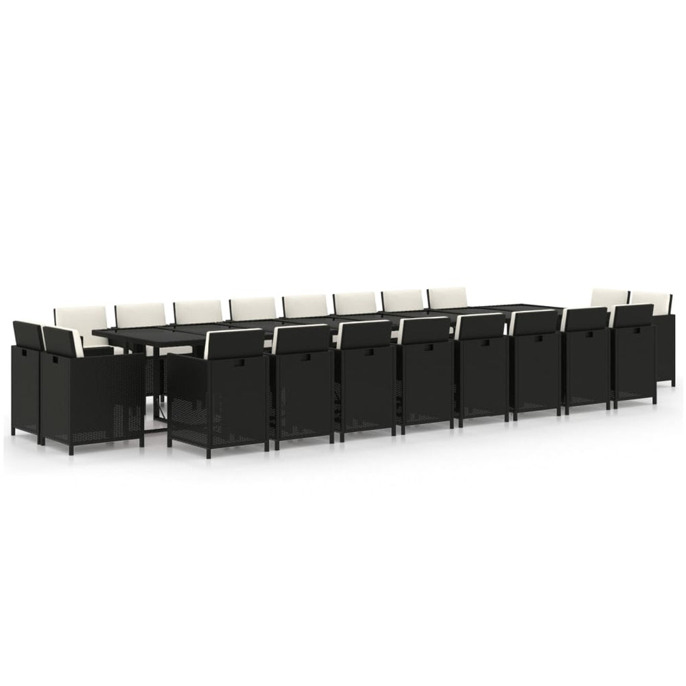 21-tlg. Garten-Essgruppe mit Kissen Schwarz Poly Rattan