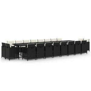 21-tlg. Garten-Essgruppe mit Kissen Schwarz Poly Rattan