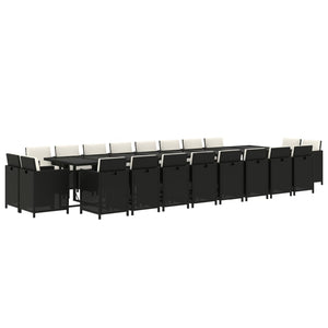 21-tlg. Garten-Essgruppe mit Kissen Schwarz Poly Rattan