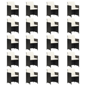 21-tlg. Garten-Essgruppe mit Kissen Schwarz Poly Rattan