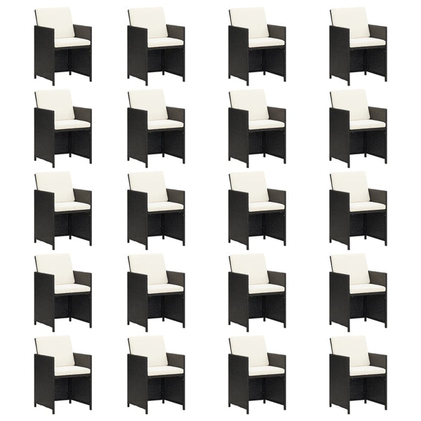 21-tlg. Garten-Essgruppe mit Kissen Schwarz Poly Rattan