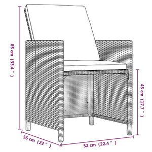 21-tlg. Garten-Essgruppe mit Kissen Schwarz Poly Rattan
