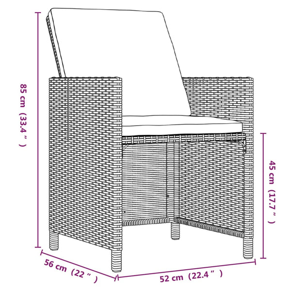 21-tlg. Garten-Essgruppe mit Kissen Schwarz Poly Rattan