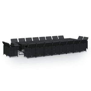21-tlg. Garten-Essgruppe mit Kissen Poly Rattan Schwarz
