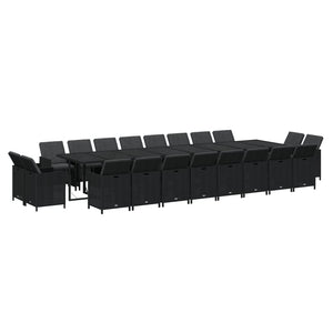 21-tlg. Garten-Essgruppe mit Kissen Poly Rattan Schwarz