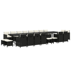 21-tlg. Garten-Essgruppe mit Kissen Schwarz Poly Rattan