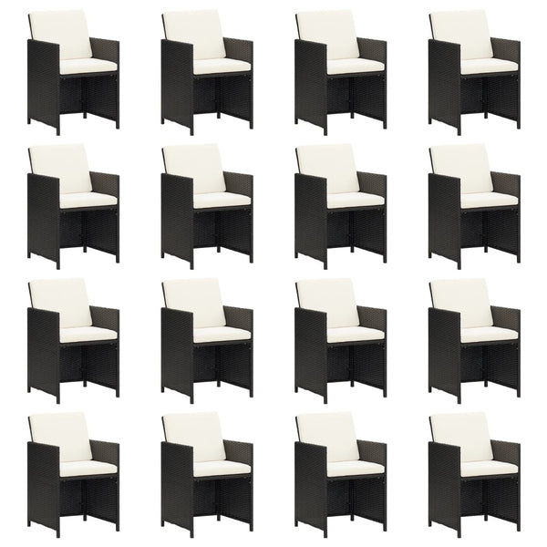 21-tlg. Garten-Essgruppe mit Kissen Schwarz Poly Rattan