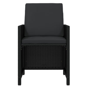21-tlg. Garten-Essgruppe mit Kissen Poly Rattan Schwarz