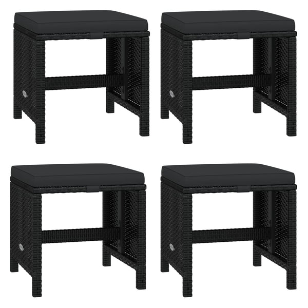 21-tlg. Garten-Essgruppe mit Kissen Poly Rattan Schwarz