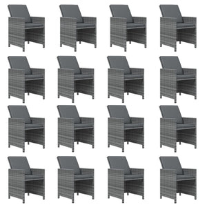 17-tlg. Garten-Essgruppe mit Kissen Grau Poly Rattan
