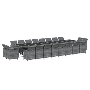 21-tlg. Garten-Essgruppe mit Kissen Poly Rattan Grau