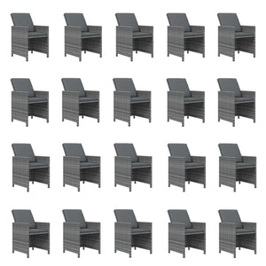 21-tlg. Garten-Essgruppe mit Kissen Poly Rattan Grau