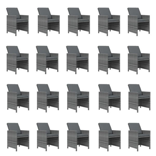 21-tlg. Garten-Essgruppe mit Kissen Poly Rattan Grau
