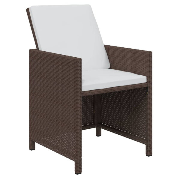 17-tlg. Garten-Essgruppe mit Kissen Braun Poly Rattan