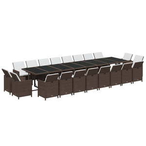 21-tlg. Garten-Essgruppe mit Kissen Poly Rattan Braun
